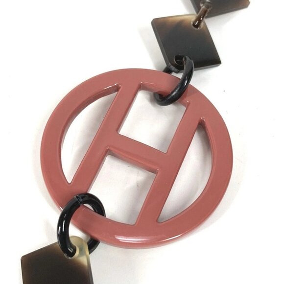 HERMES Collier Diva Buffalo Horn Logo Accessory Long Necklace Multicolore - Picture 6 of 12